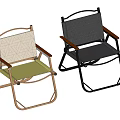 Folding Outdoor Chairs with Metal Frame Fabric Seat and Backrest in Beige and Black