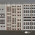 Modern Wine Cabinet With Metal Frames Wooden Shelves Multiple Racks And Organized Wine Storage