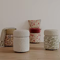 Stylish Shoe Stools For Home Entryway With Diverse Upholstery And Patterns 3d model