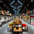 Supermarket General Merchandise Store With Organized Shelves Various Products Bright Lighting