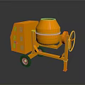Orange Mobile Concrete Mixer Utility Vehicle With Drum And Wheels