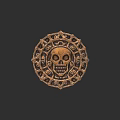 Intricate Circular Skull Carving with Ornate Patterns and Decorative Details