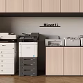 Modern Office Interior With Different Office Appliances Printers Copiers And Storage Units