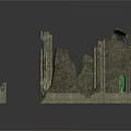 Intricate Ancient Architectural Ruin Sculpture With Carved Archway Stone Pillars And Walls