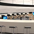 Comprehensive Service Modern Circular Reception Desk With Multiple Service Counters In Office Environment