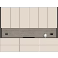 Modern Light Gray Kitchen Cabinets With Textured Backsplash And Countertop Appliances 3d model