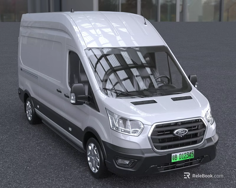Silver Ford Cargo Van With Modern Design And Spacious Cargo Area 3d model 