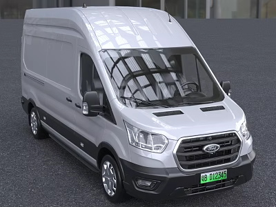 Silver Ford Cargo Van With Modern Design And Spacious Cargo Area 3d model