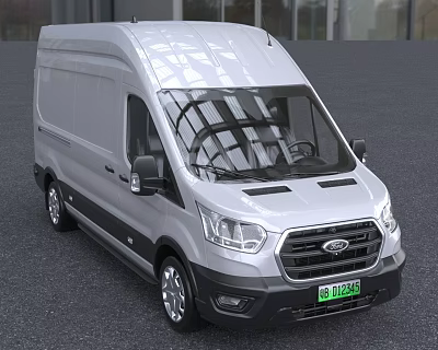 Silver Ford Cargo Van With Modern Design And Spacious Cargo Area 3d model