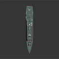 Modern Warship With Grey Hull Green Deck Red Bottom And Radar Antenna Design