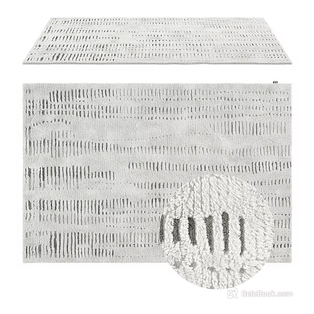 Square Rug With Woven Textured Stripes In Light Gray Tone For Home Interior 3d model 