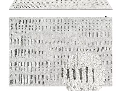 Square Rug With Woven Textured Stripes In Light Gray Tone For Home Interior 3d model