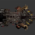 Futuristic Military Vehicle With Circular Mechanical Structure Red Seat And Flame Elements