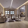 Chinese Style Reception Room Interior With Sofa Coffee Table And Decorative Paintings