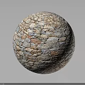 Decorative Stone Sphere With Textured Surface And Various Colored Stones On Gray Background 3d model