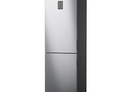 Modern Stainless Steel Upright Refrigerator Freezer With Double Doors And Digital Control Panel 3d model