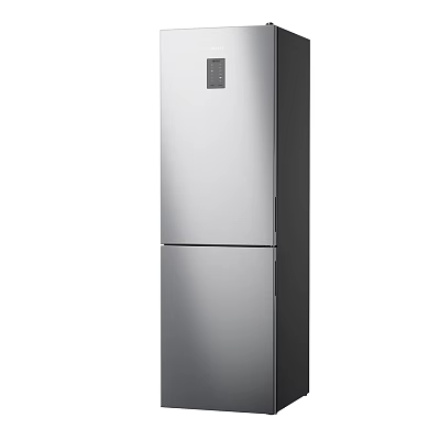 Modern Stainless Steel Upright Refrigerator Freezer With Double Doors And Digital Control Panel 3d model