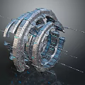 Intricate Futuristic Mechanical Weapon Featuring Circular Design And Metallic Texture 3d model