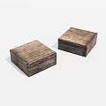 Two Square Wooden Boxes With Natural Wood Grain Surface On White Background