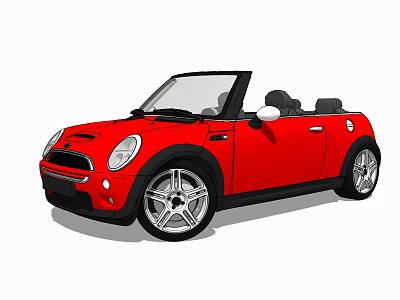 Red Sporty Convertible Car With Open Top Design And Silver Alloy Wheels 3d model