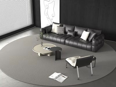 Modern Three-Seat Sofa Multi-Seat Sofa Three-Seat Sofa In-line Sofa 3d model