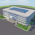 Modern Office Building Exterior With Glass Curtain Wall Architectural Entrance And Landscaping