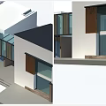 Modern Detached House With Glass Windows Wooden Accents And Sleek Exterior Design