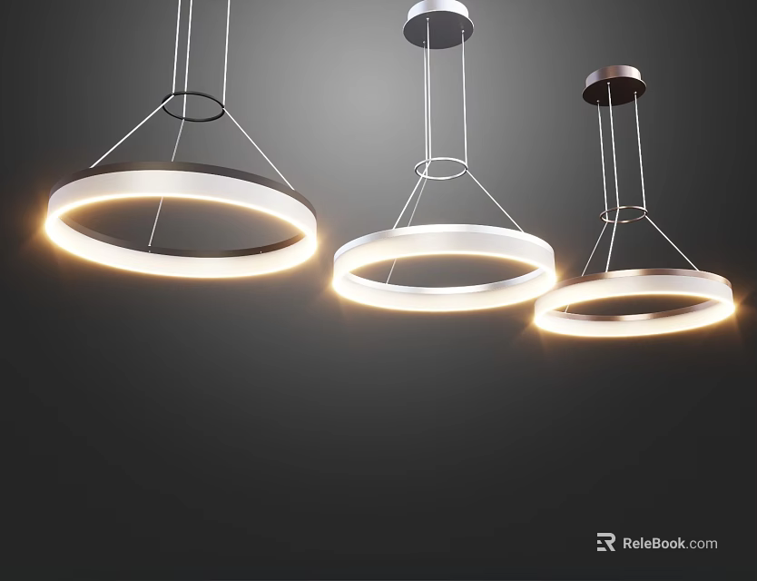 Modern Circular Illuminated Pendant Lights With Stylish Metal Hanging Frames For Interior Spaces 3d model
