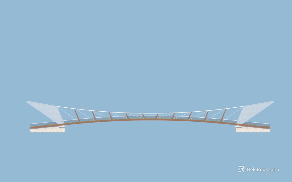 Modern Landscape Bridge Design With Curved Steel Structure And Glass Elements 3d model 