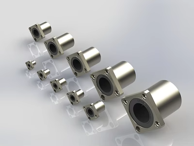 Precision Stainless Steel Bearings with Various Sizes Arranged in a Row 3d model