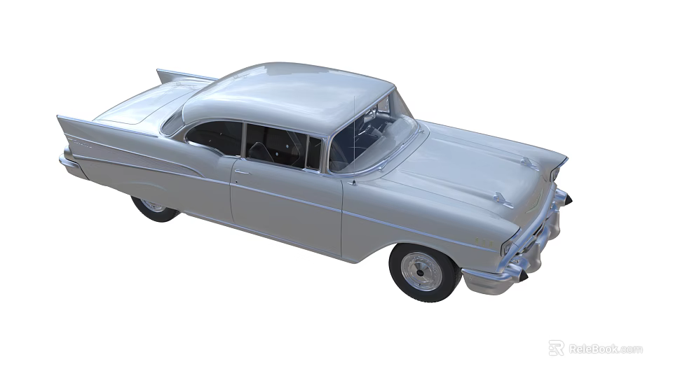 Vintage Classic Car Featuring Streamlined Body Light Gray Exterior And Retro Styling 3d model 