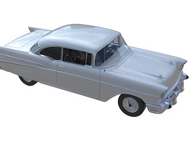 Vintage Classic Car Featuring Streamlined Body Light Gray Exterior And Retro Styling 3d model