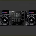 Modern Professional DJ Mixer With Dual Turntables Control Panel And Colorful Lights