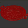 Handcrafted Ceramic Sculpted Tray With Green White Striped Swirled Patterns And Two Handles