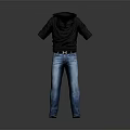 Black Casual Hoodie Paired With Blue Denim Jeans Daily Outfit Ensemble