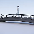 Multiple Black Bridges With Railings On White Surface And Gradient Background 3d model