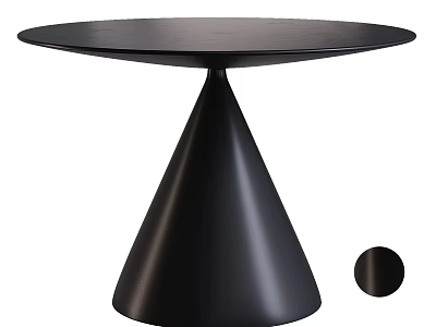 Black Coffee Table With Round Tabletop And Conical Modern Sleek Base Design 3d model