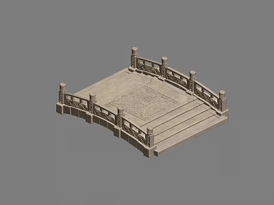 Ornate Traditional Chinese Stone Bridge With Carved Balustrades Steps And Platform 3d model