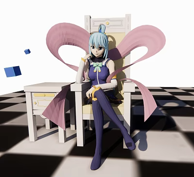 Modern Game Character Beautiful Beauty Hand-held Animation Game Character Girl 3d model