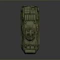 Green Military Wheeled Armored Tank With Turret And Weapon On Dark Background