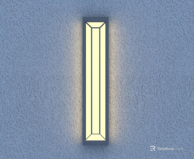 Modern Rectangular Wall Light Mounted on Textured Gray Wall Illuminating Brightly 3d model 