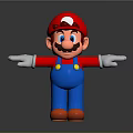 Game Character Mario With Red Hat Blue Overalls White Gloves Yellow Buttons and Outstretched Arms