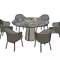 Modern Dining Table and Chair Combination Round Dining Table Dining Chair 3d model