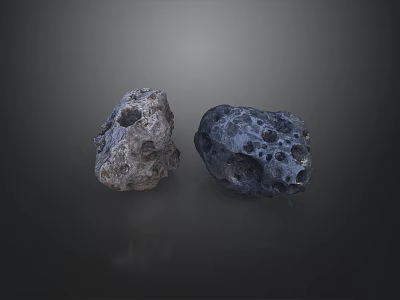 Natural Light And Dark Colored Porous Stones With Decorative Textures For Interior Design 3d model