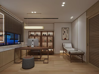 SPA Sauna Traditional Wooden Interior Design With Oriental Relaxation Lounger And Warm Lighting 3d model