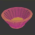Round Shaped Yellow Woven Basket For Household Storage And Organizing Items