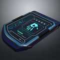 Futuristic Blue Control Panel Device With Glowing Palm Print Interface 3d model