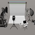 Bridal Shop Photography Studio With White Backdrop Professional Lighting Tripod And Camera Gear