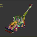 Yellow Heavy Duty Backhoe Loader With Front Bucket And Rear Arm
