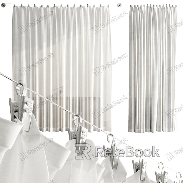 Modern Curtain Minimalist Metal Rod Curtain Gauze Curtain Shower Curtain model